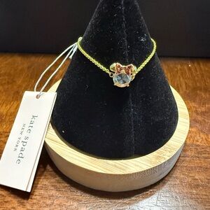 Kate Spade Clear Gold Tone Minnie Mouse Bracelet Adjustable Disney NWT